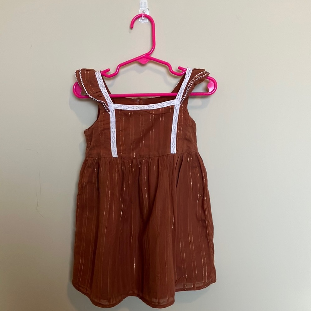 Janie and Jack brown with gold thread 2T dress